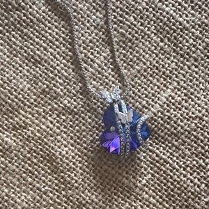 Dazzling Silver and Purple Butterfly Necklace